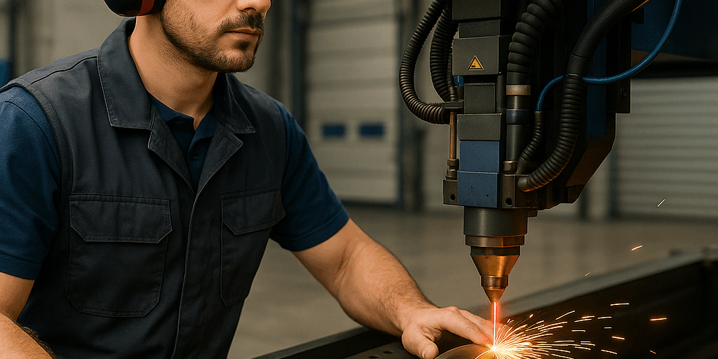 Operator przy pracy z maszyną CNC