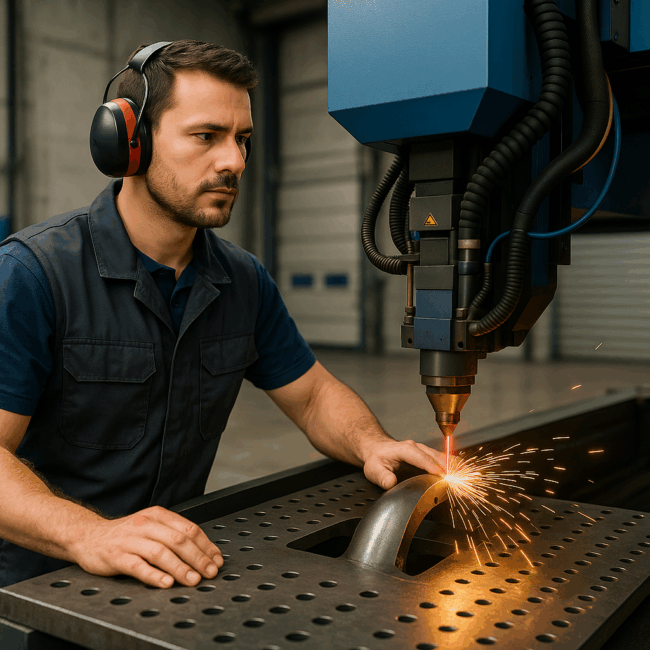 Operator przy pracy z maszyną CNC